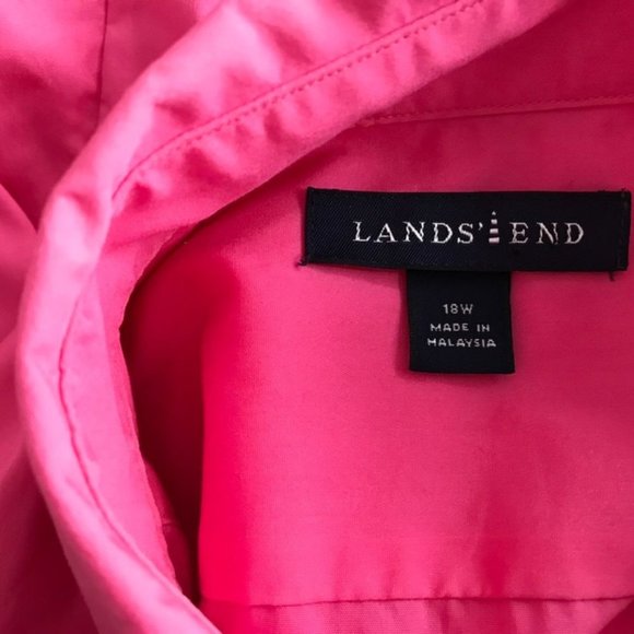 Lands' End women's blouse button up size 18 W plus longsleeve cotton blend - Picture 5 of 6